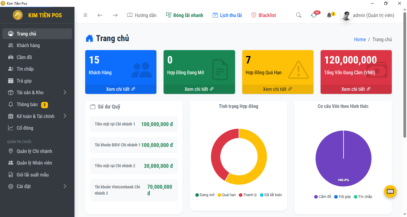 Phần mềm quản lý cầm đồ KimTien Pos